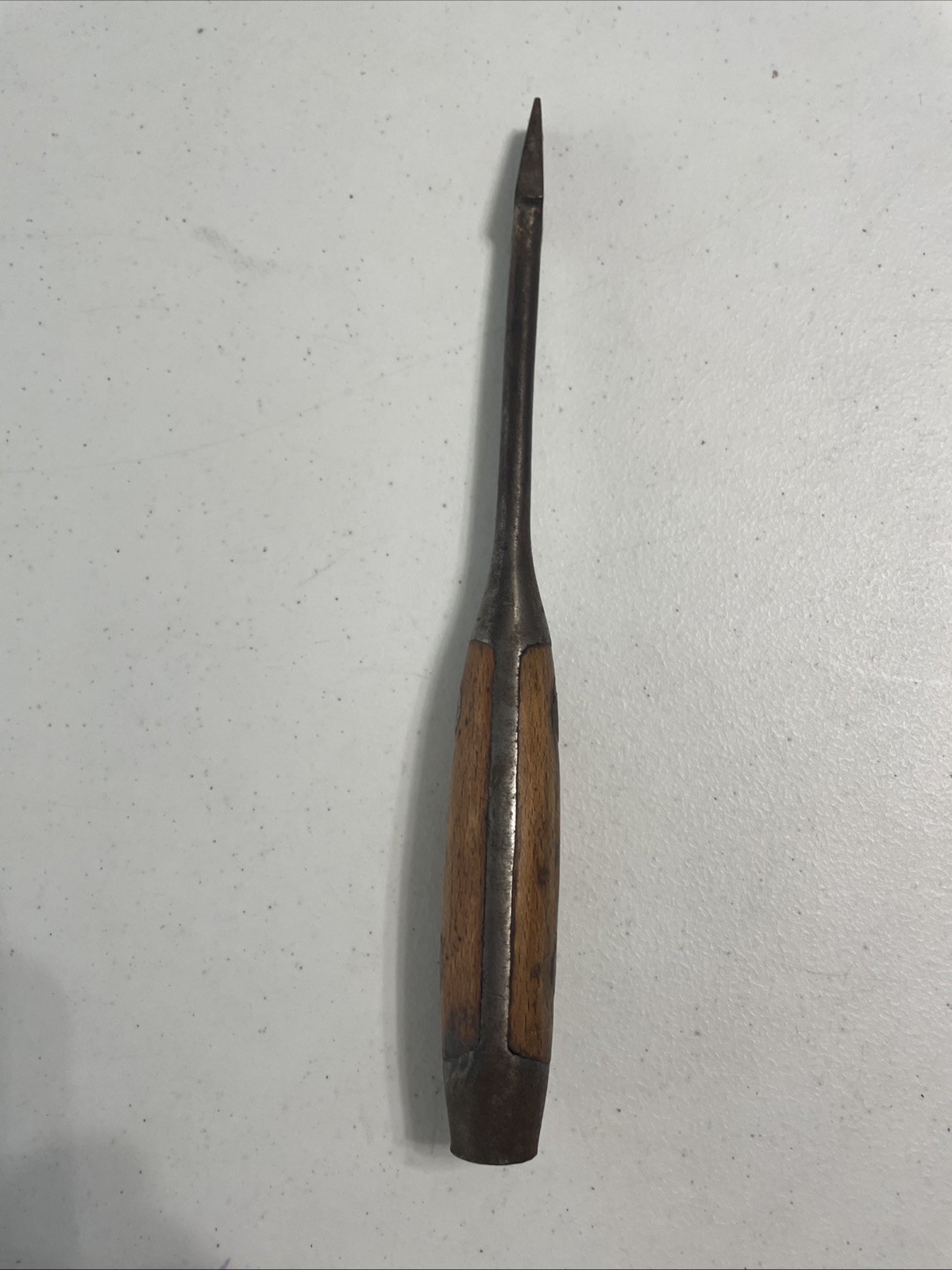 Vtg. Poland Hi-Test 11” Heavy Duty Wood Handle Screwdriver w/Metal Strike Cap
