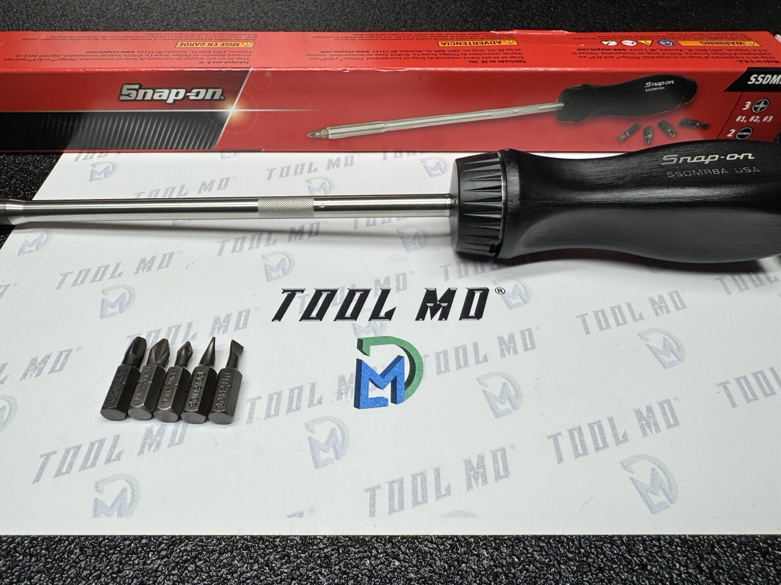 Snap-on Tools USA NEW BLACK Hard Grip 8″ Shaft Ratcheting Screwdriver SSDMR8A