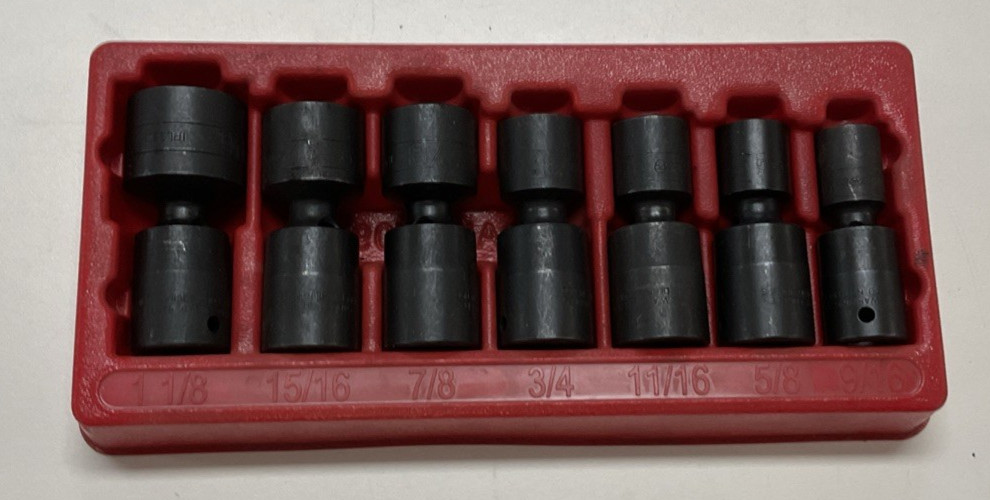 Snap-on Tools 7 pc 9/16 » Drive 6-Pt standard Shallow Impact Swivel Sockets