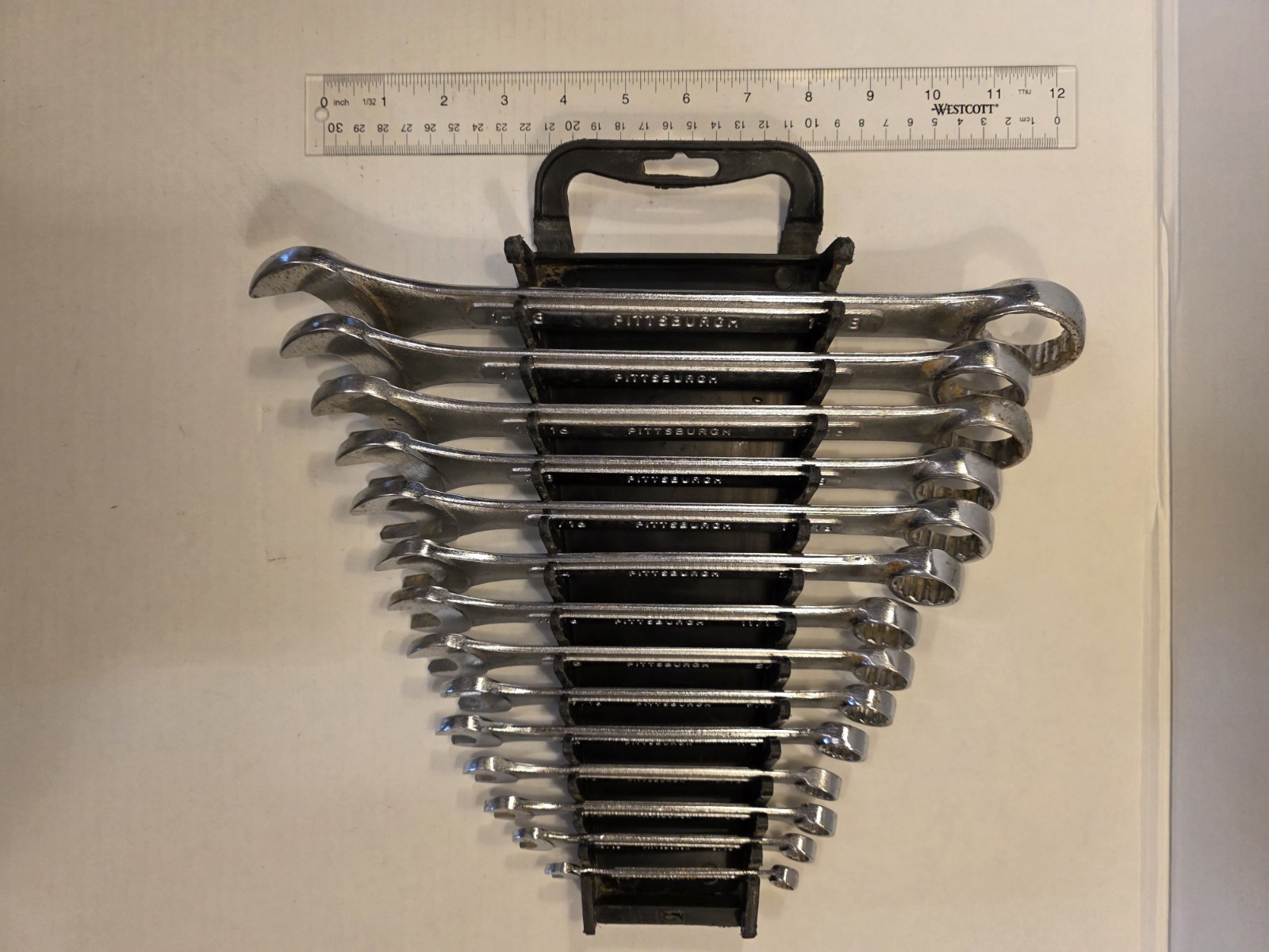 Pittsburgh Combination Wrench Set 14 Peice Raised Panel 12 Point 15 Degree