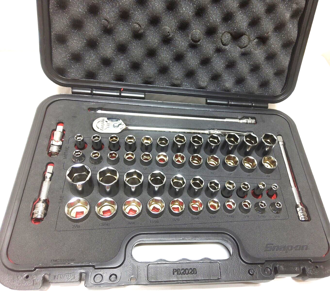 New Snap-on 51-pc 3/8″ Drive 6-pt Metric SAE general service FOAM set 251FSMBFR
