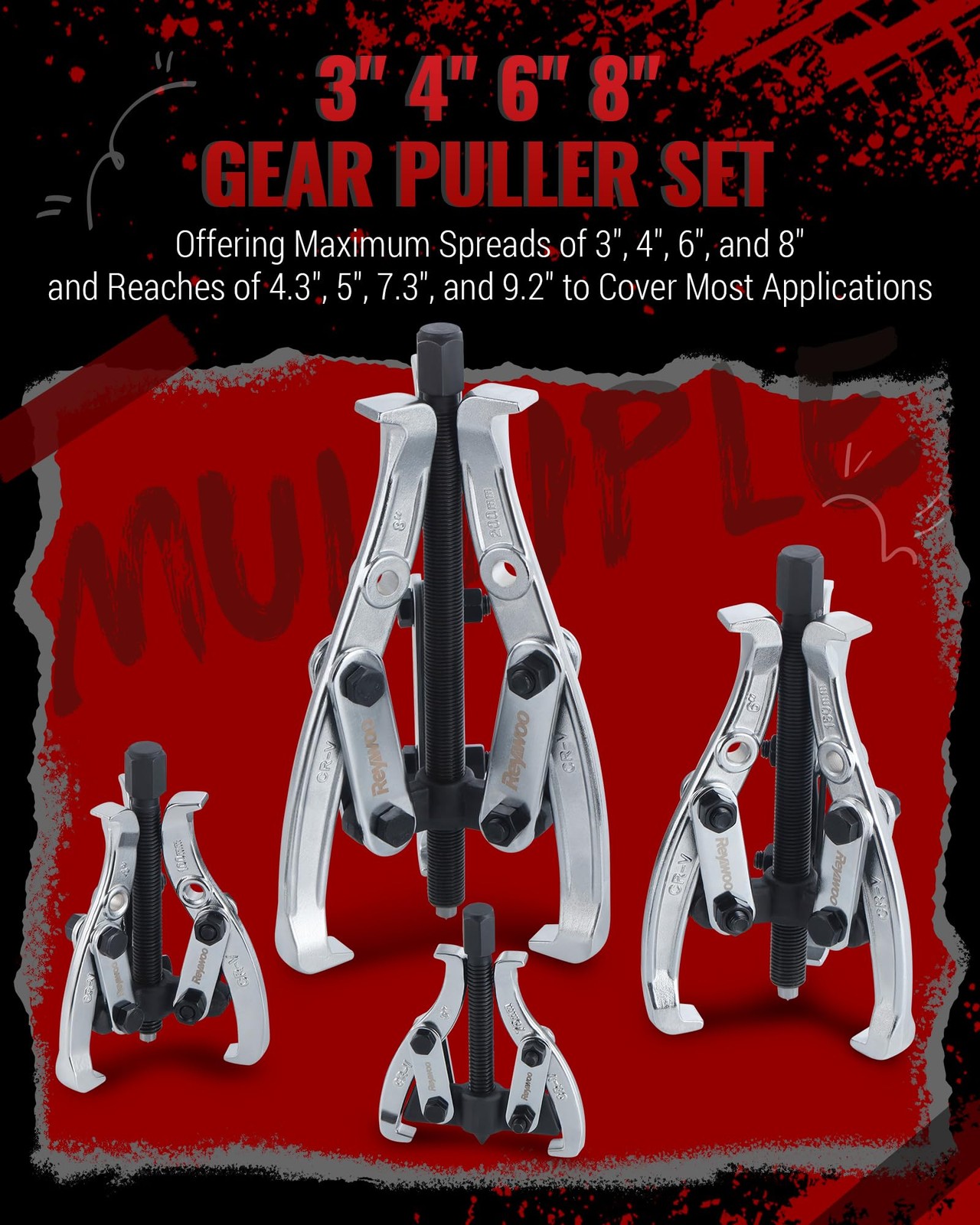 Gear Puller Set, 3″ 4″ 6″ 8″ Bearing Kit for Pulley Gear…