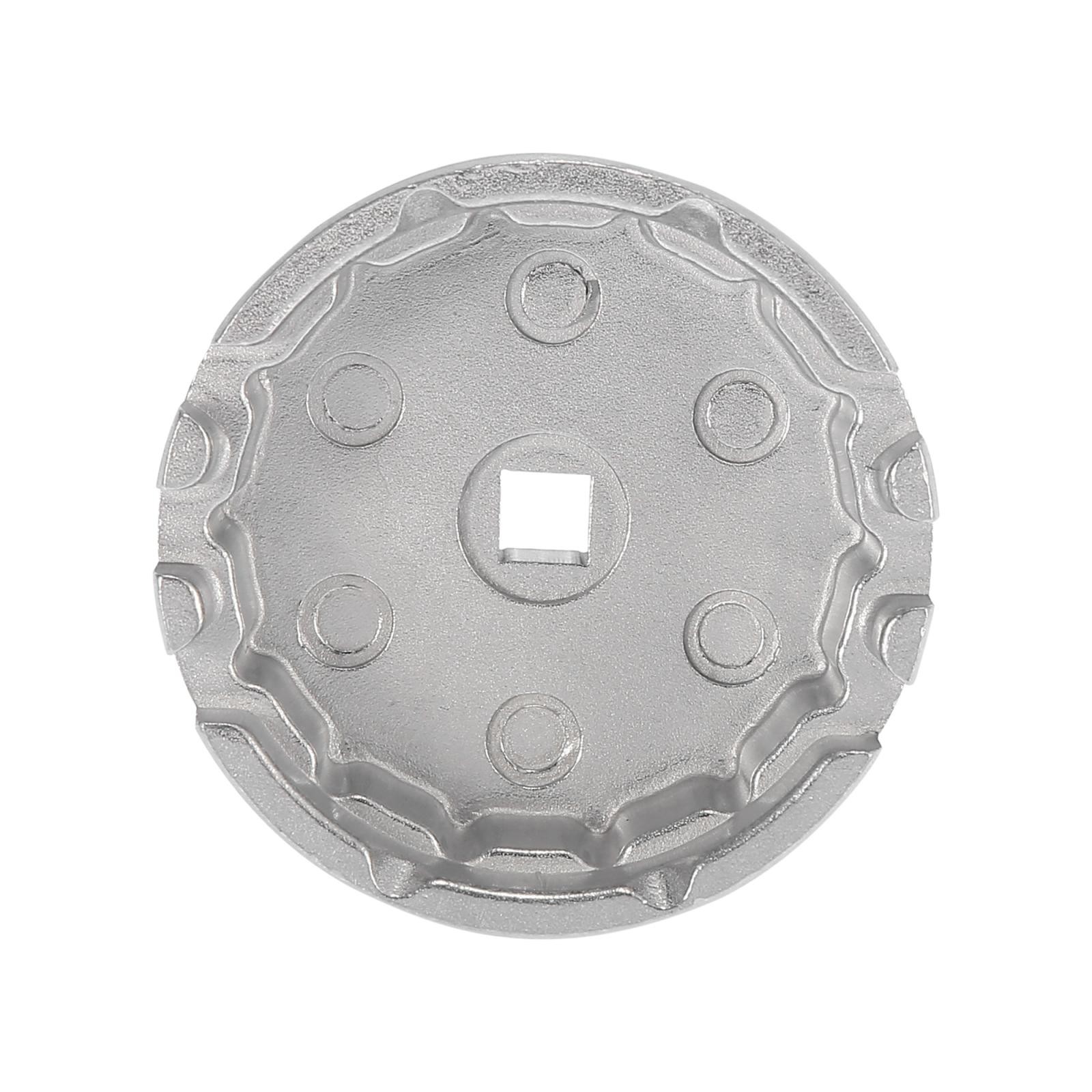 Oil Filter Wrench 14 Flutes 6 Slots 64.5mm Oil Filter Cap for Toyota Silver Tone