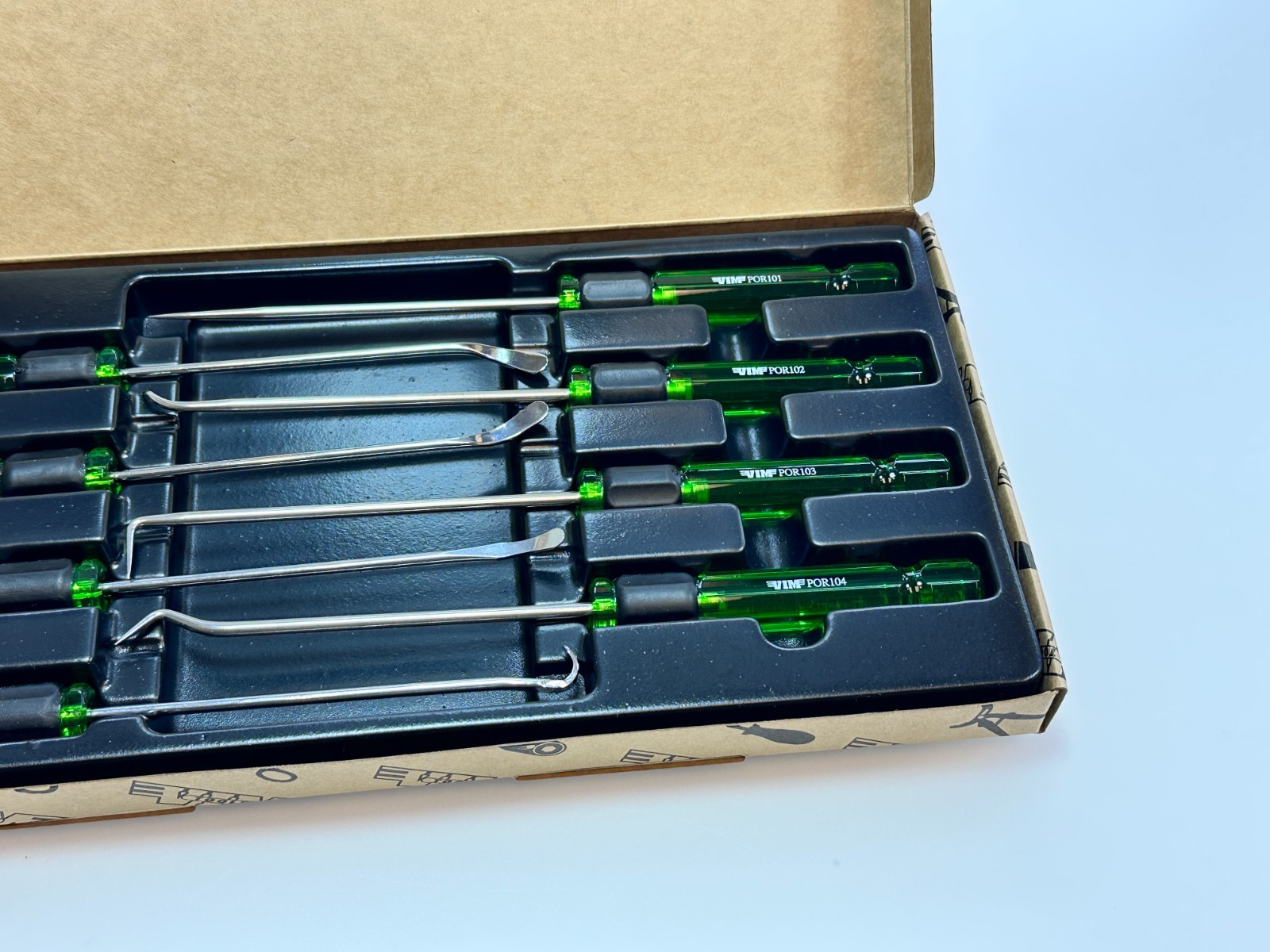 NEW VIM Tools 8pc GREEN Mini Pick and O-Ring Removal Spoon Tool Set, # POR100