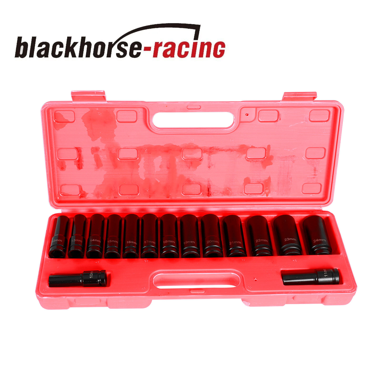 15 Pcs 1/2-Inch Drive Deep Impact Socket Set 6 Point Metric, (10-24 mm) | 4883