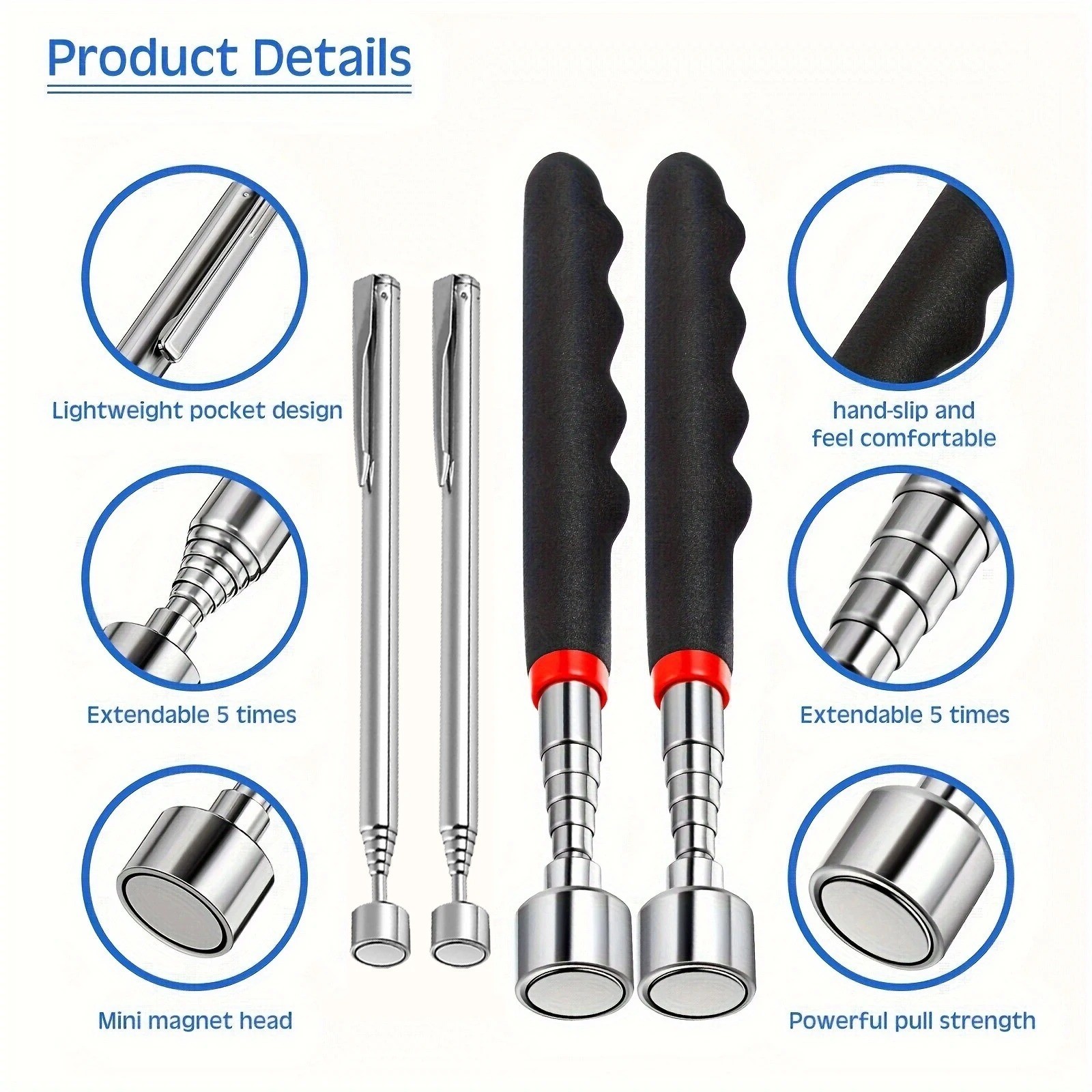 Telescopic Magnetic Pick Up Tool Long Reach Magnet Extendable Extending 3lb Pen