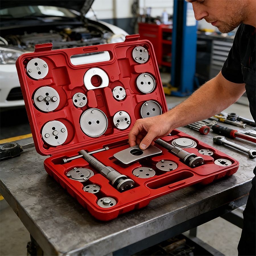 Industrial Heavy-Duty 22pcs Brake Caliper Piston Reversing Tool Kit | Profession
