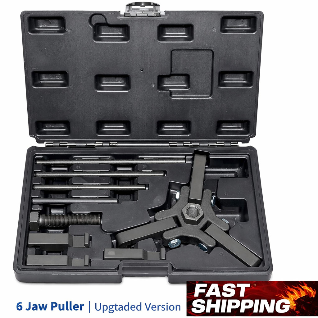 Harmonic Balancer Damper Pulley Puller Kit 6 Jaw Tool for V8 Engines