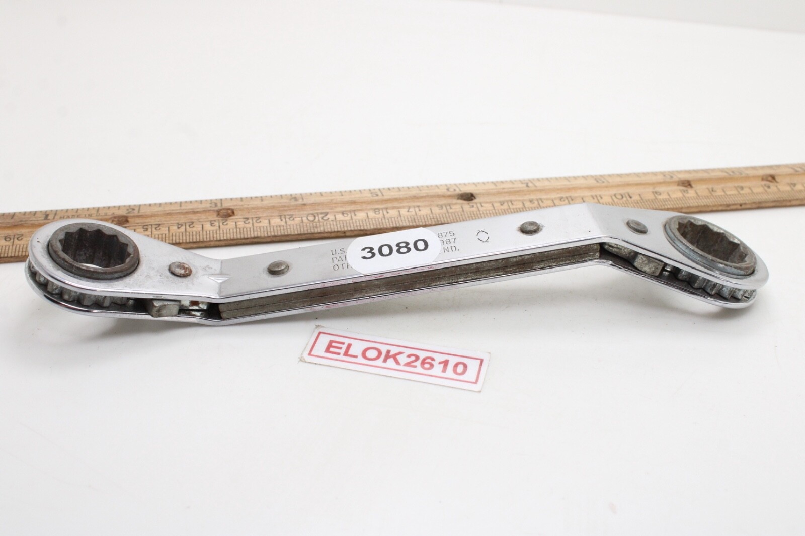 S-K 87020 5/8″ x 3/4″ 12 Point SAE Ratcheting Box End Wrench 15° Offset USA