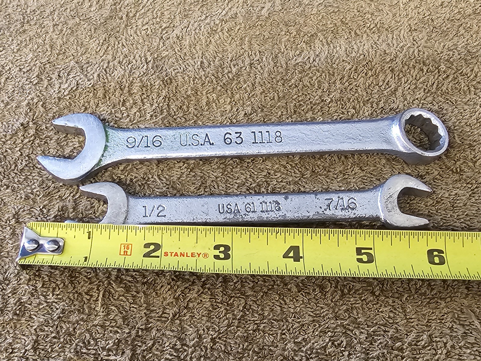 2 Easco Wrench Combination Open End 1/2″ 7/16″ 9/16″ 61 1116 63 1118 USA SAE