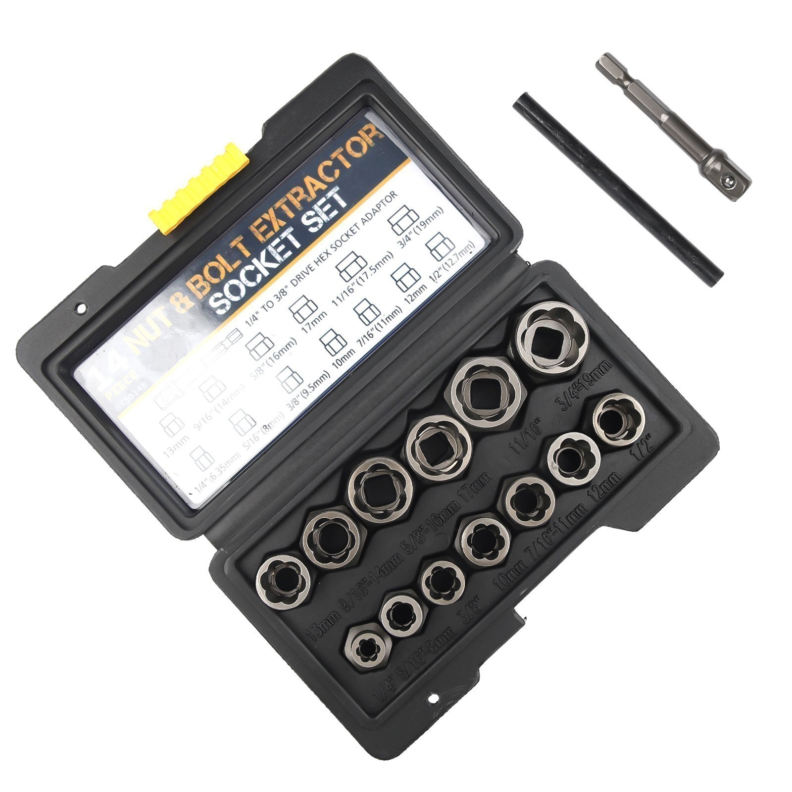 15 Pc Nut & Bolt Extractor Kit, of Bolt Removal Tool Set, Extractor Socket Tool