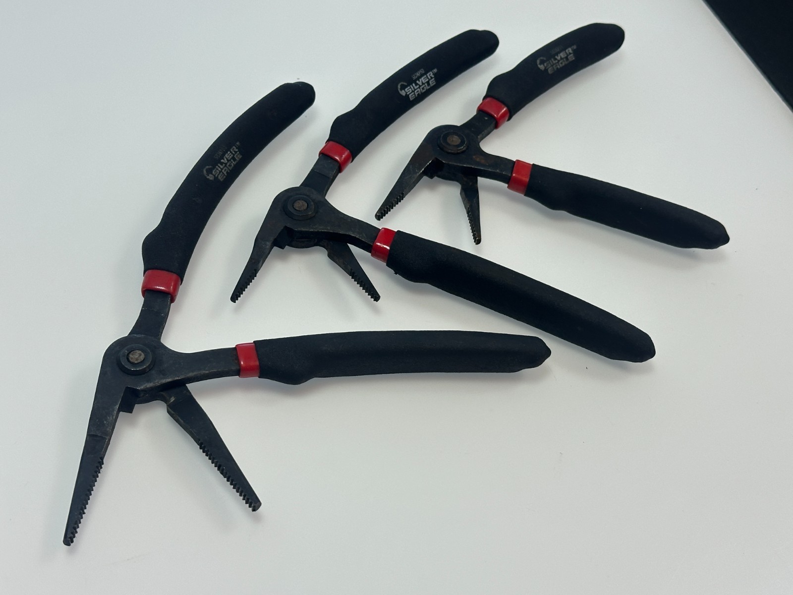 Matco Silver Eagle 3pc Pistol Grip Needle Nose Pliers Set Lot Black Soft Grip