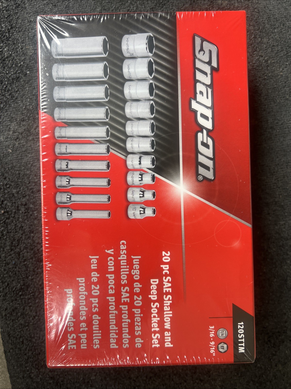 For Snap-on Tools NEW 20pc 1/4″ Drive 6PT SAE Shallow Deep Socket Set 120STTM