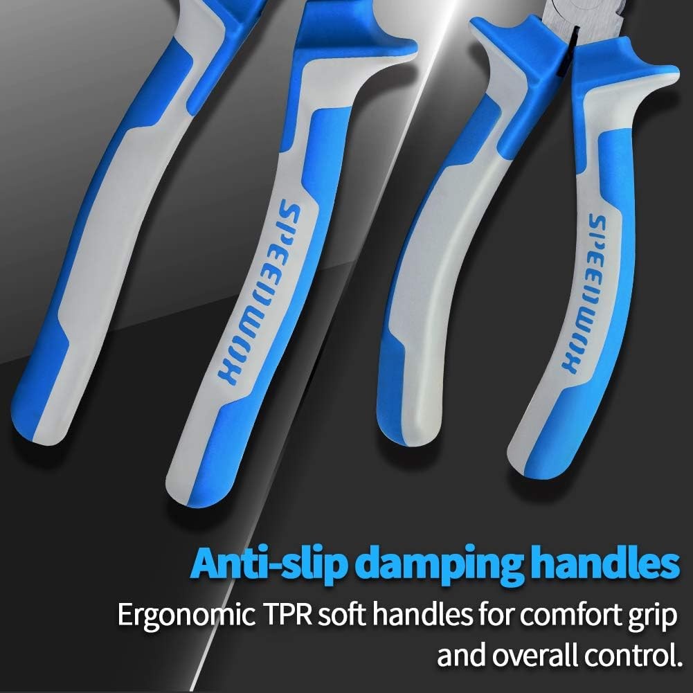 SPEEDWOX 2Pcs Glass Breaking Pliers Flat Jaw and Breaking&Grozer, Blue