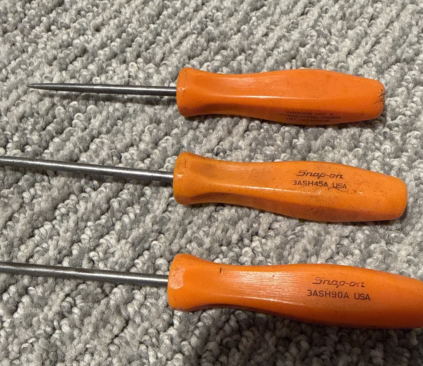 Snap-on Tools 3ASH Tools Set Of 3 Orange Hard Handle USA