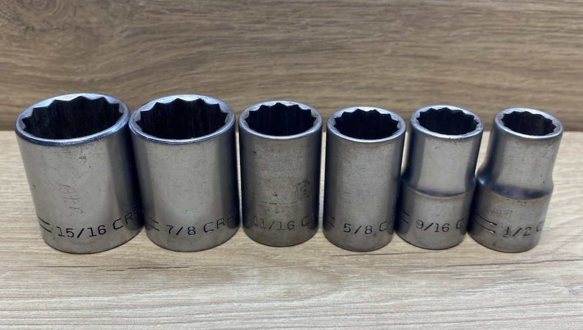 Craftsman USA 1/2” Drive Socket Set V Series Lot 1/2 9/16 5/8 11/16 7/8 15/16