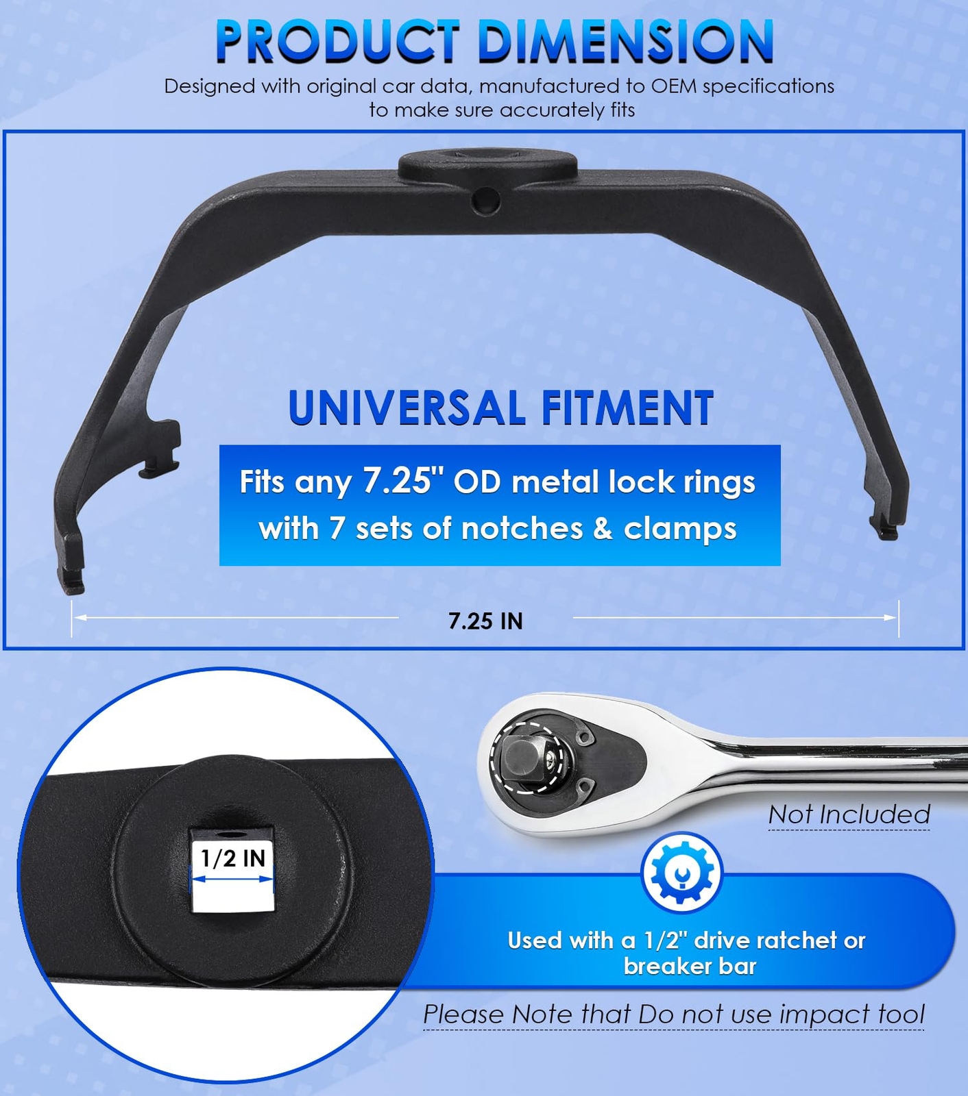 6599 Fuel Tank Lock Ring Wrench Tool Pump Removal Installer for Dodge Ram Nissan