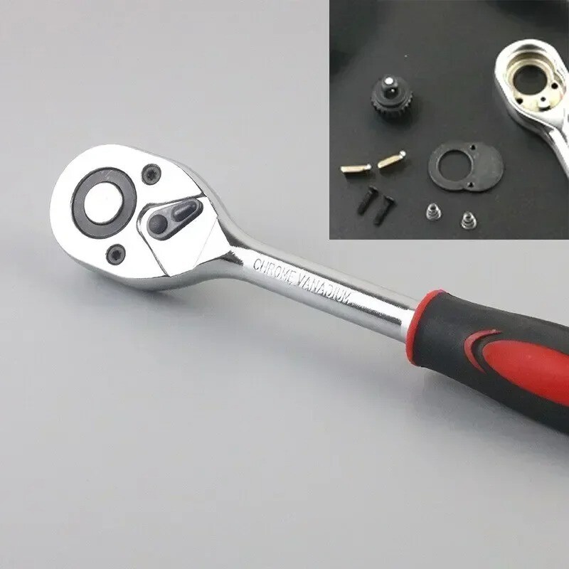 46pcs Car Repair Tool Kit 1/4″ Socket Set Ratchet Torque Wrench Mechanic Tools
