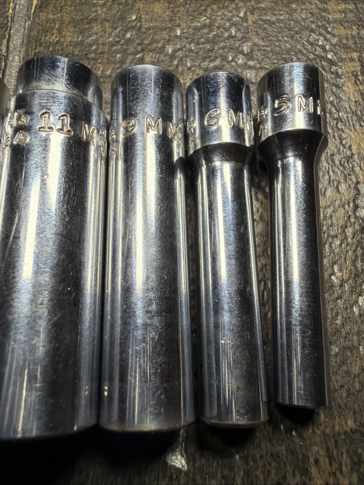 Mac Tools MD6 Lot Of 7 Metric Deep Sockets 5,6,9,11,12,13,14mm 1/4″ Drive