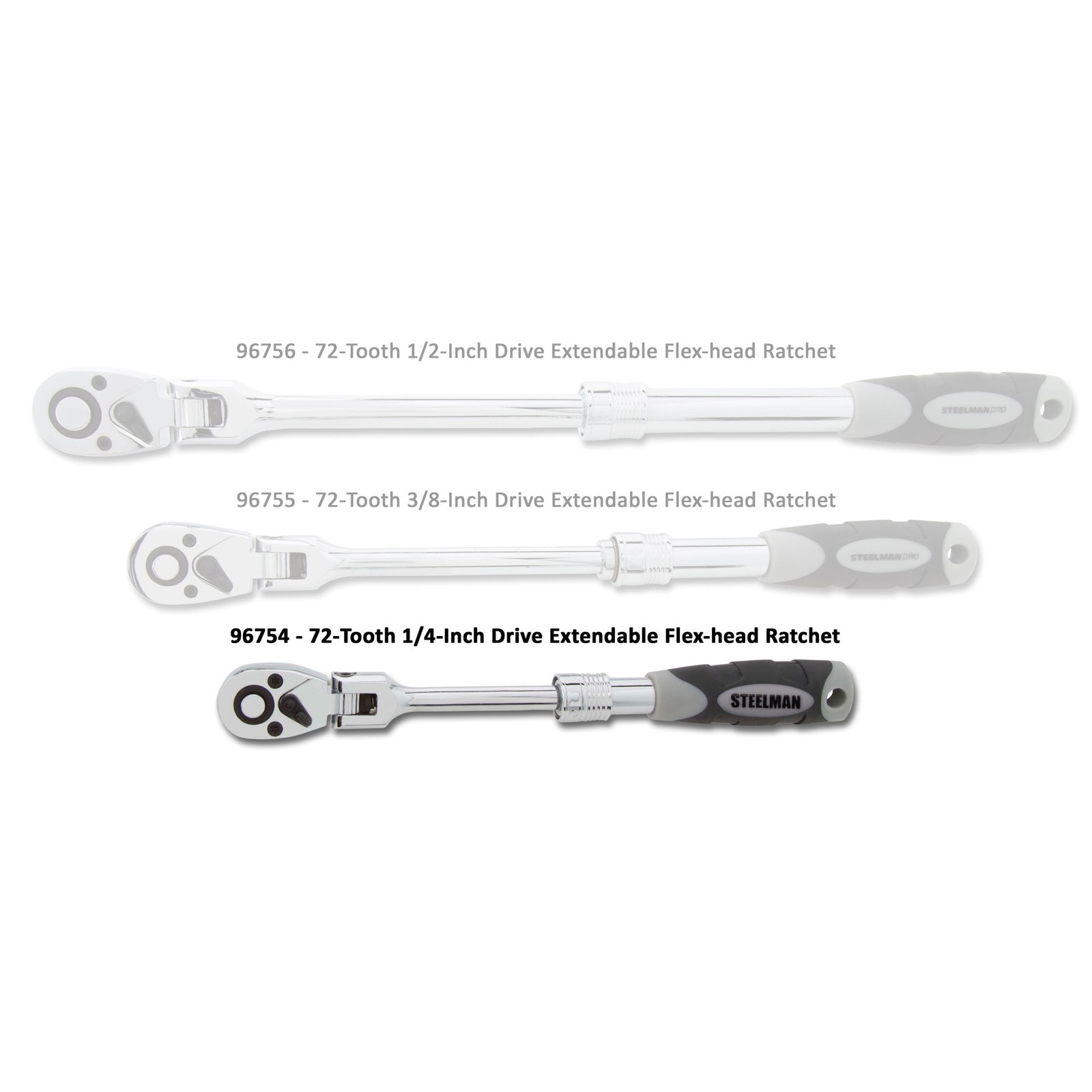 Steelman 72 Tooth 1/4 in. Drive Extendable Flex Head Ratchet 96754