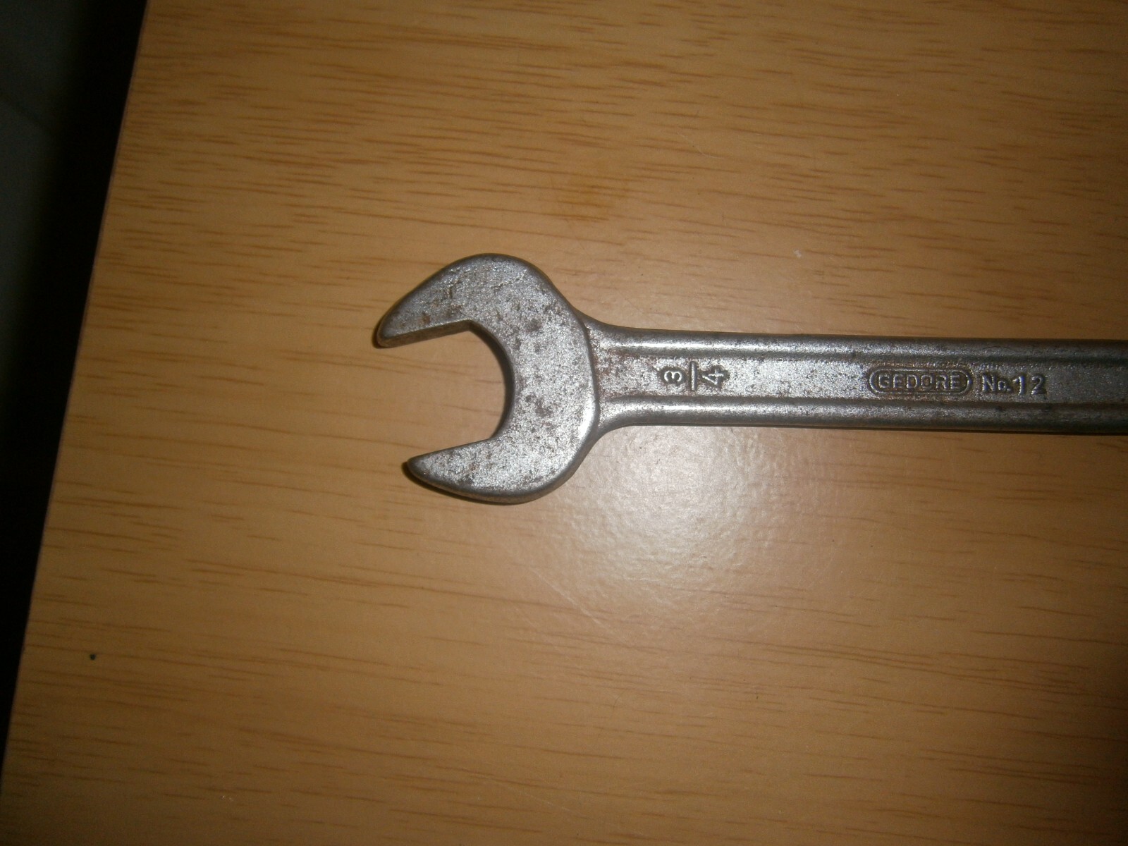 Vintage silver tone spanner. 3/4 & 5/8 ends.(E6c)