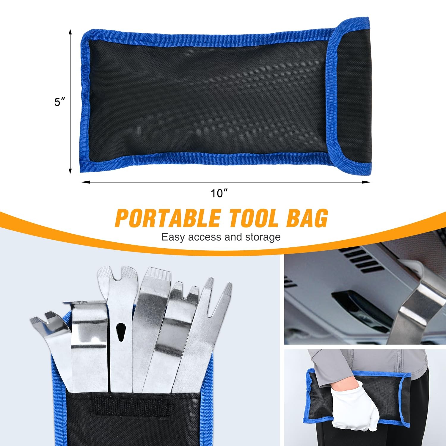 6 Pcs Auto Trim Removal Tool Kit Metal Pry Tool Car Trim Removal Tool Set