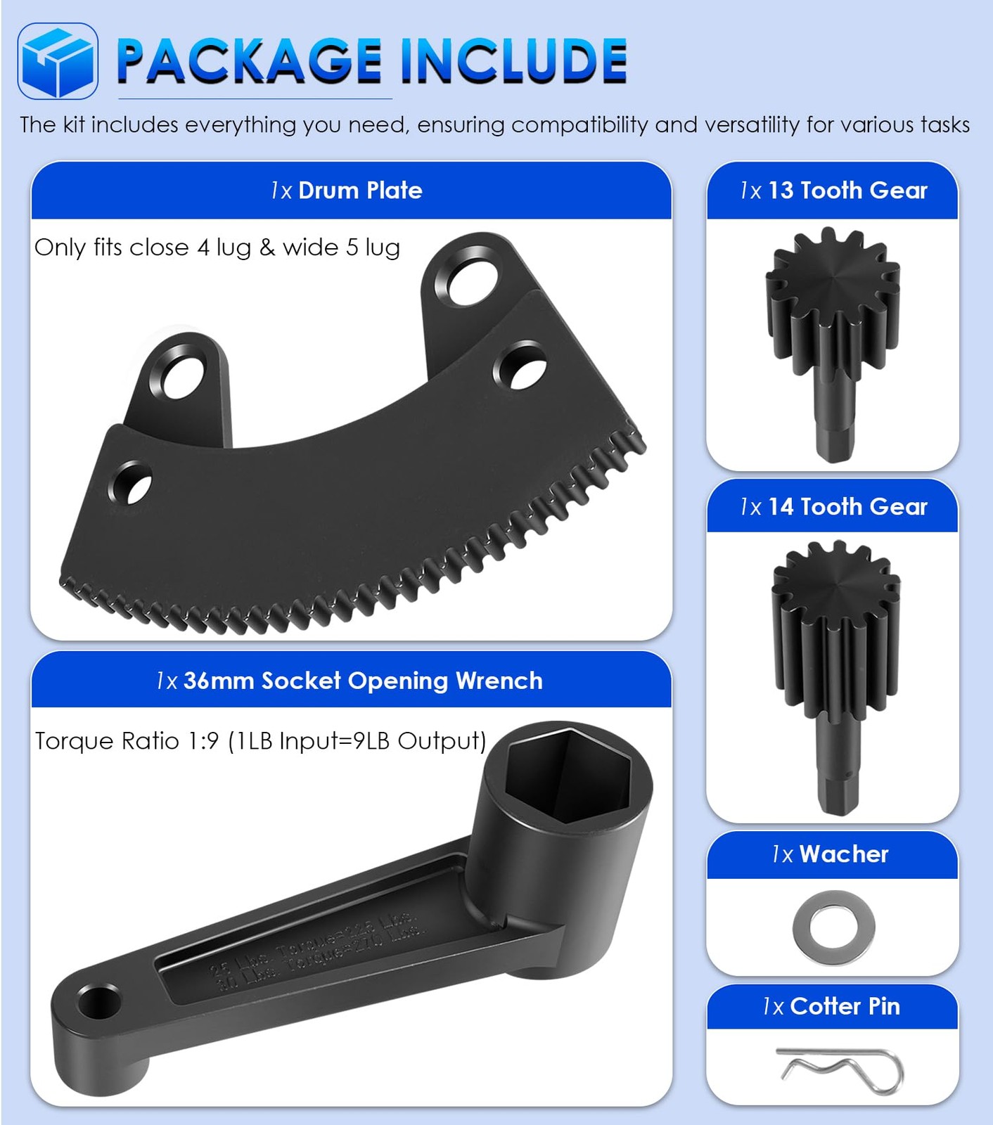 for Vw 36mm Axle Nut & Flywheel Gland Nut 000133 Torque Multiplier Leverage Tool