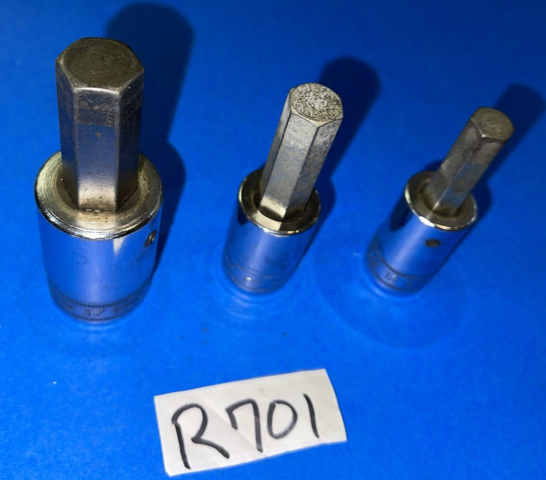 SNAP-ON TOOLS 3 PIECE 1/2 DRIVE METRIC HEX SOCKET DRIVERS 12MM, 14MM, 17MM