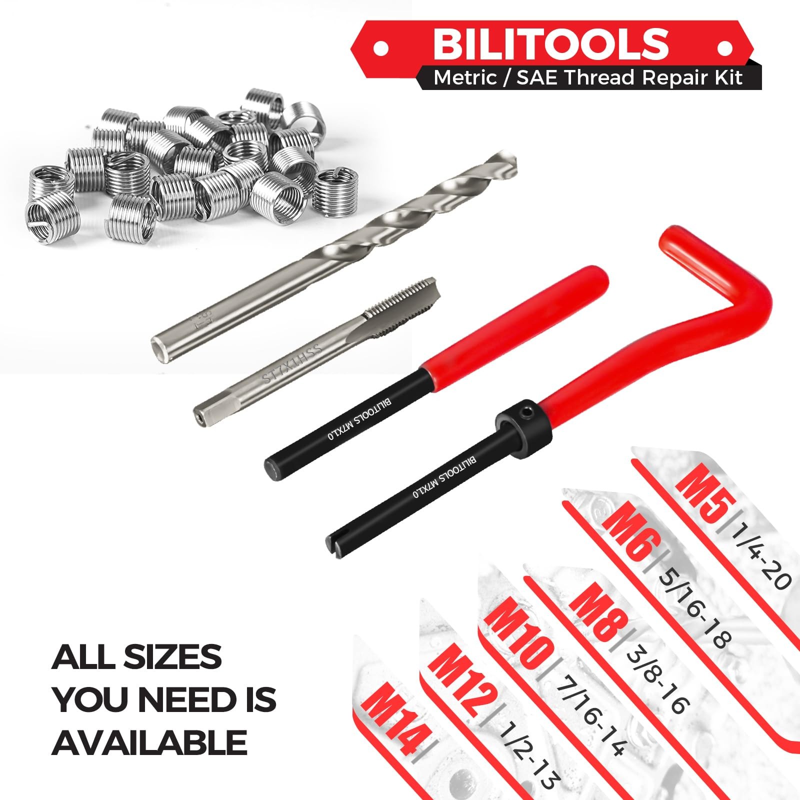 M7x1.0 Helicoil Thread Repair Kit Metric HSS Drill Heli Coil Rethread Tools