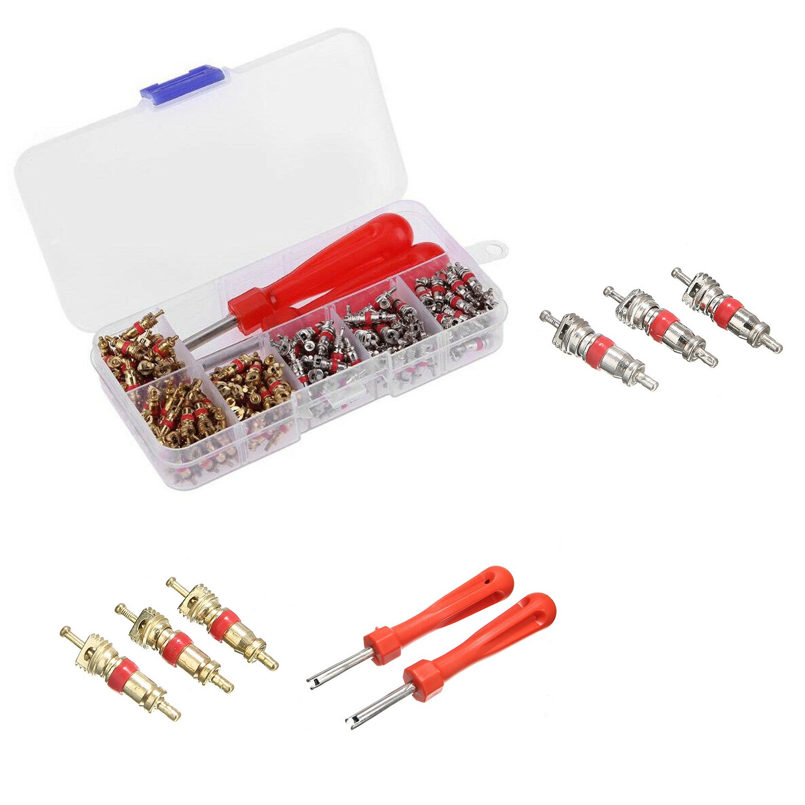 242PCS Car A/C Air Conditioning R134a Valve Core Assortment Remover Tool Kit I