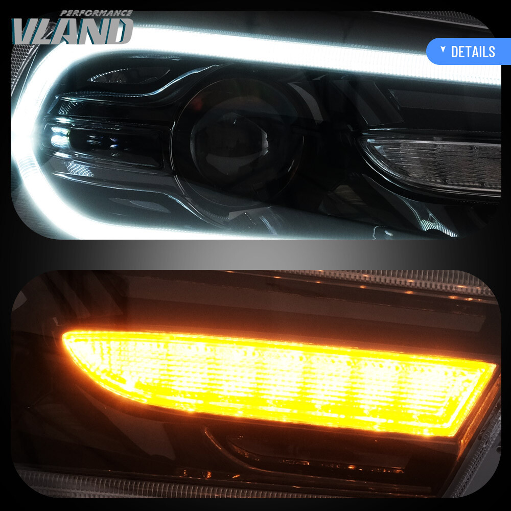 VLAND Headlights w/RGB DRL Sequential Turn+LED Bulbs For Dodge Charger 2011-2014