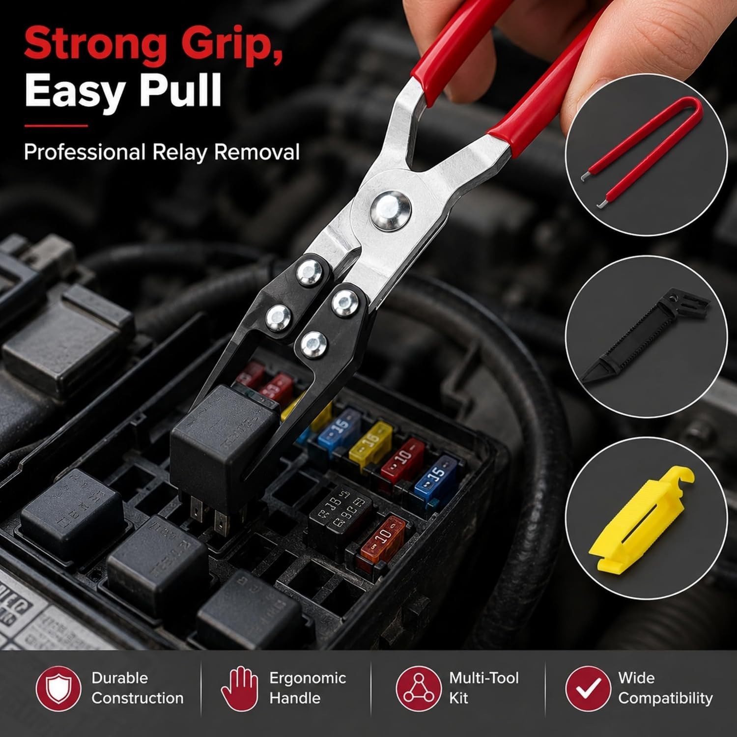 4-Pack Relay Fuse Puller Pliers – Professional Automotive Tool Set for Tight …