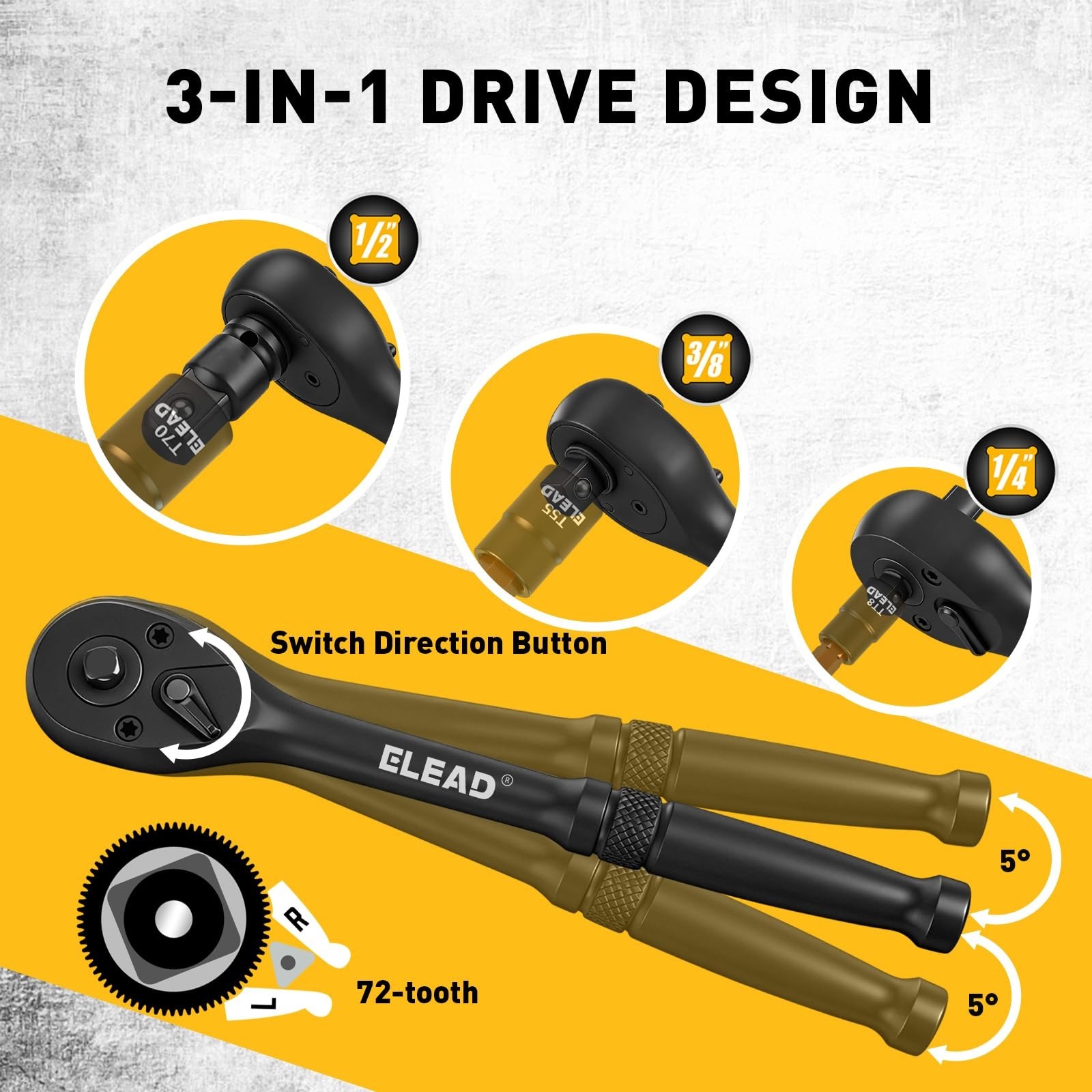 37-Piece Torx Bit Socket Set – 1/4″, 3/8″, 1/2″ Drive, T6-T70, CR-V & S2 Steel,