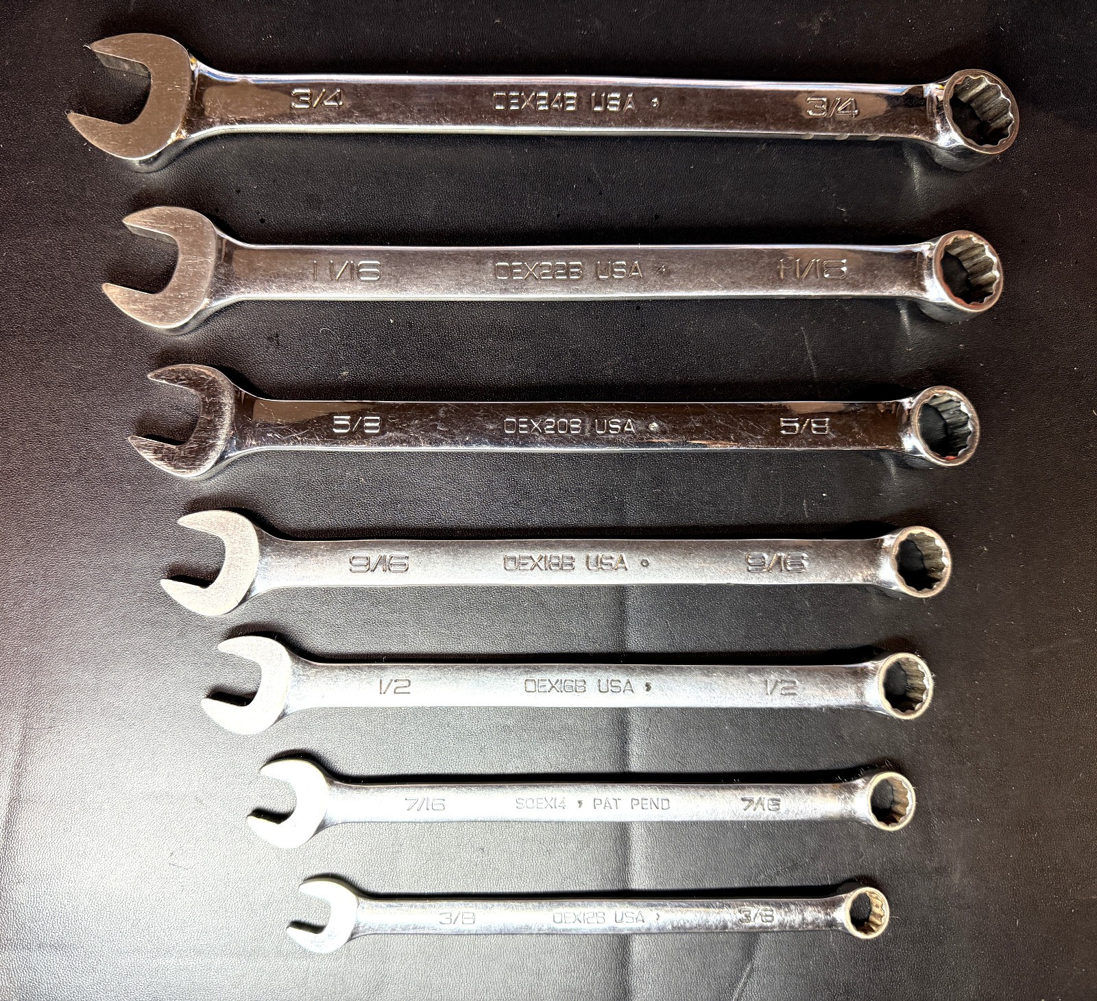 SNAP ON OEX707B 7-Pc 12-Point Flank Drive® Combination Wrench Set 3/8–3/4″ USA