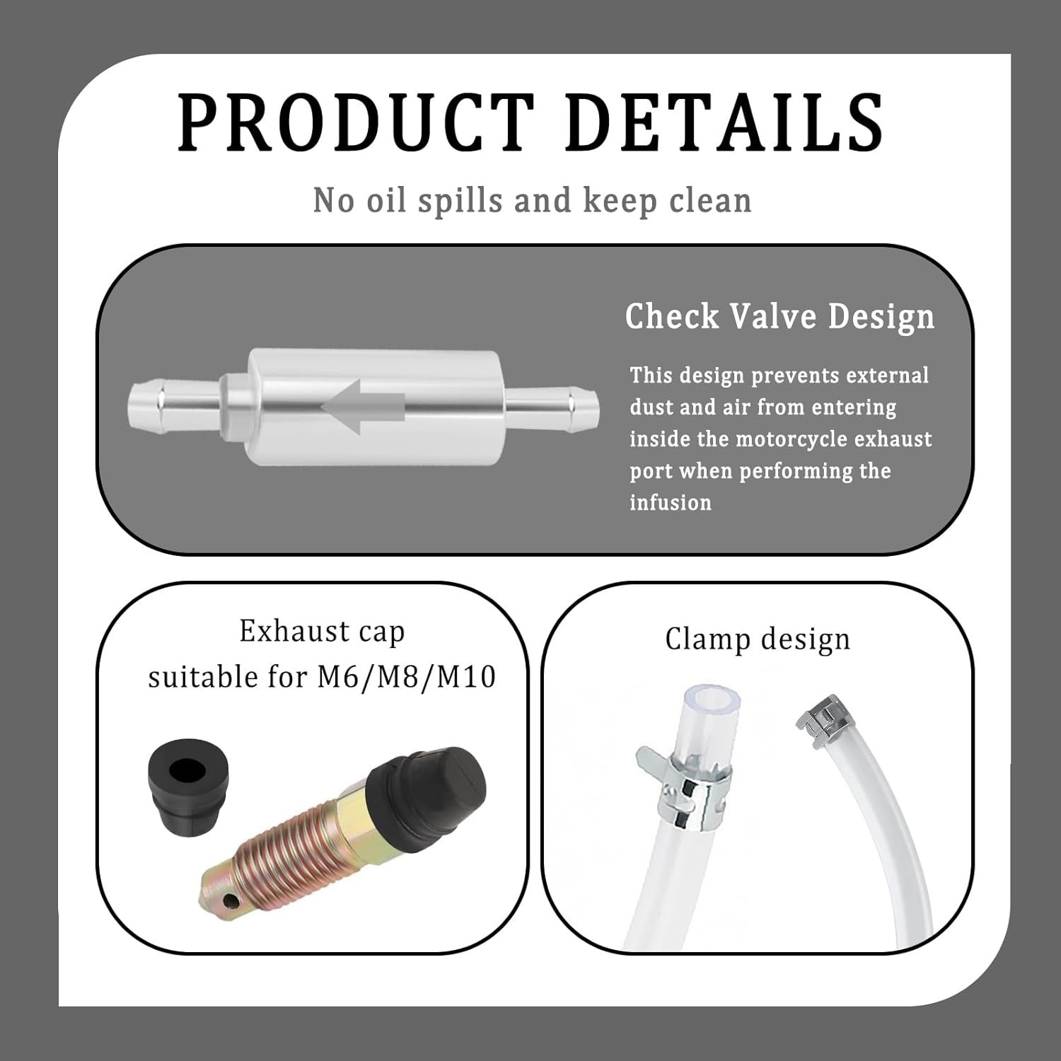 Durable Brake Bleeding Kit with One-Way Valves and Dust-Proof Caps for Safe Use