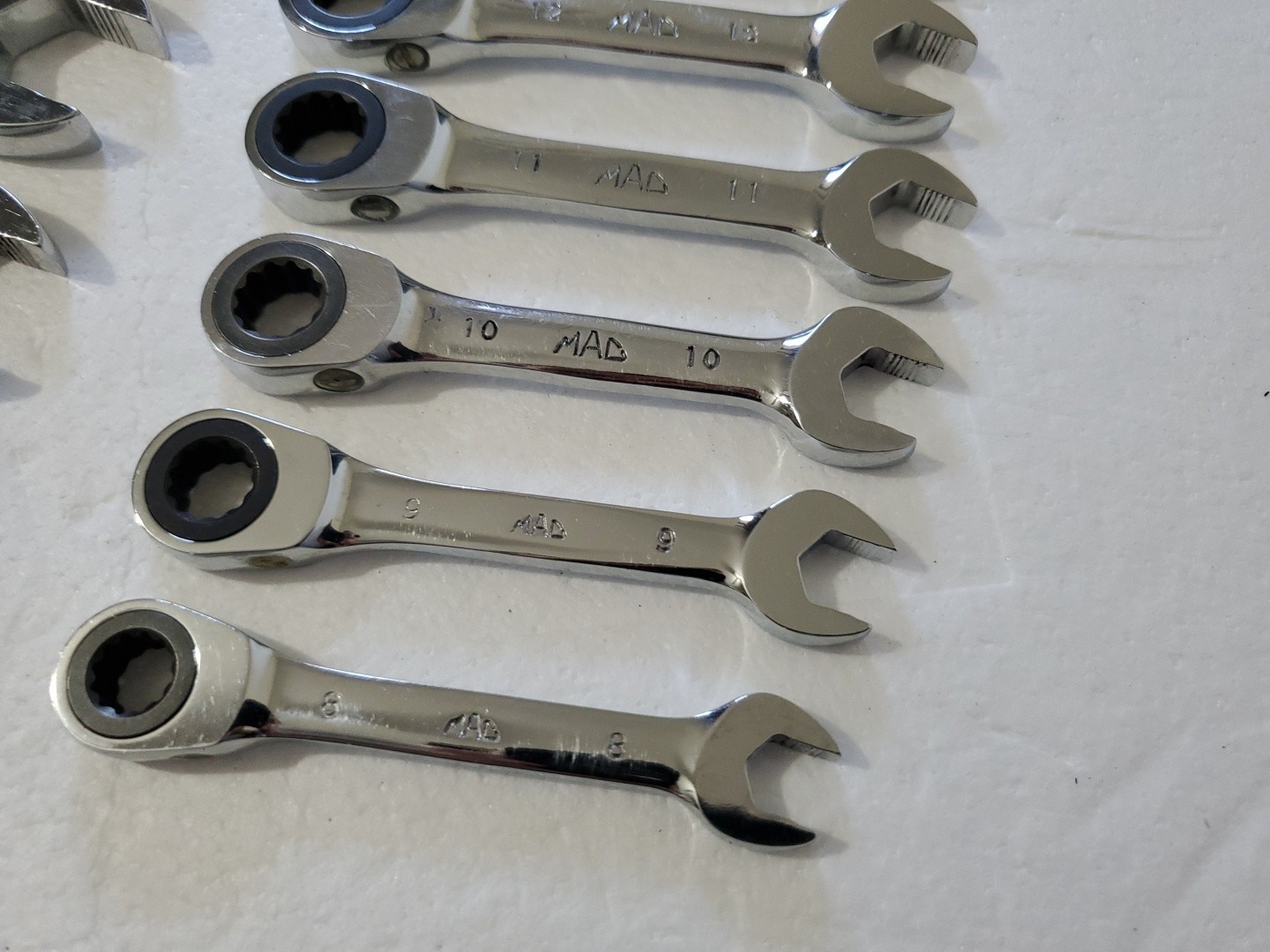 Mac Tools RWS 8mm-19mm Stubby 12-Point Ratcheting Wrench Set of 12