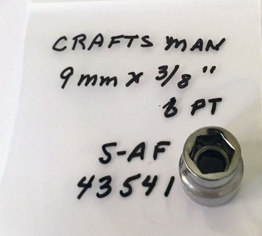 Craftsman Standard Socket – 9 mm x 3/8″ -6 Pt – S-AF 43541 – Free USA Shipping