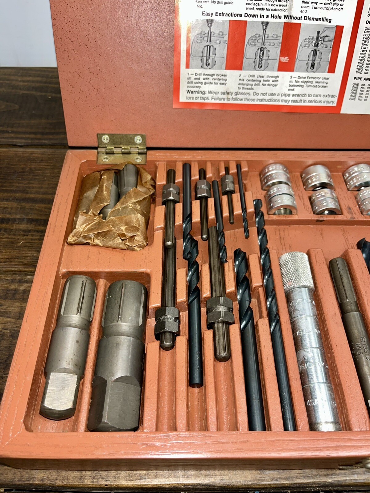 RIDGID 25 Screw and Pipe Extractor Set 35590 1-8 with illustration instructions