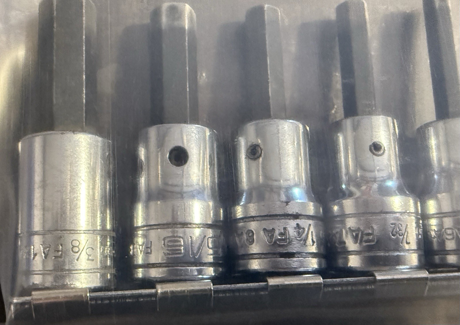 Snap On 8 Pc 3/8 Standard Hex Bit Socket Set 5/16 1/4 3/16 5/32 9/64 1/8