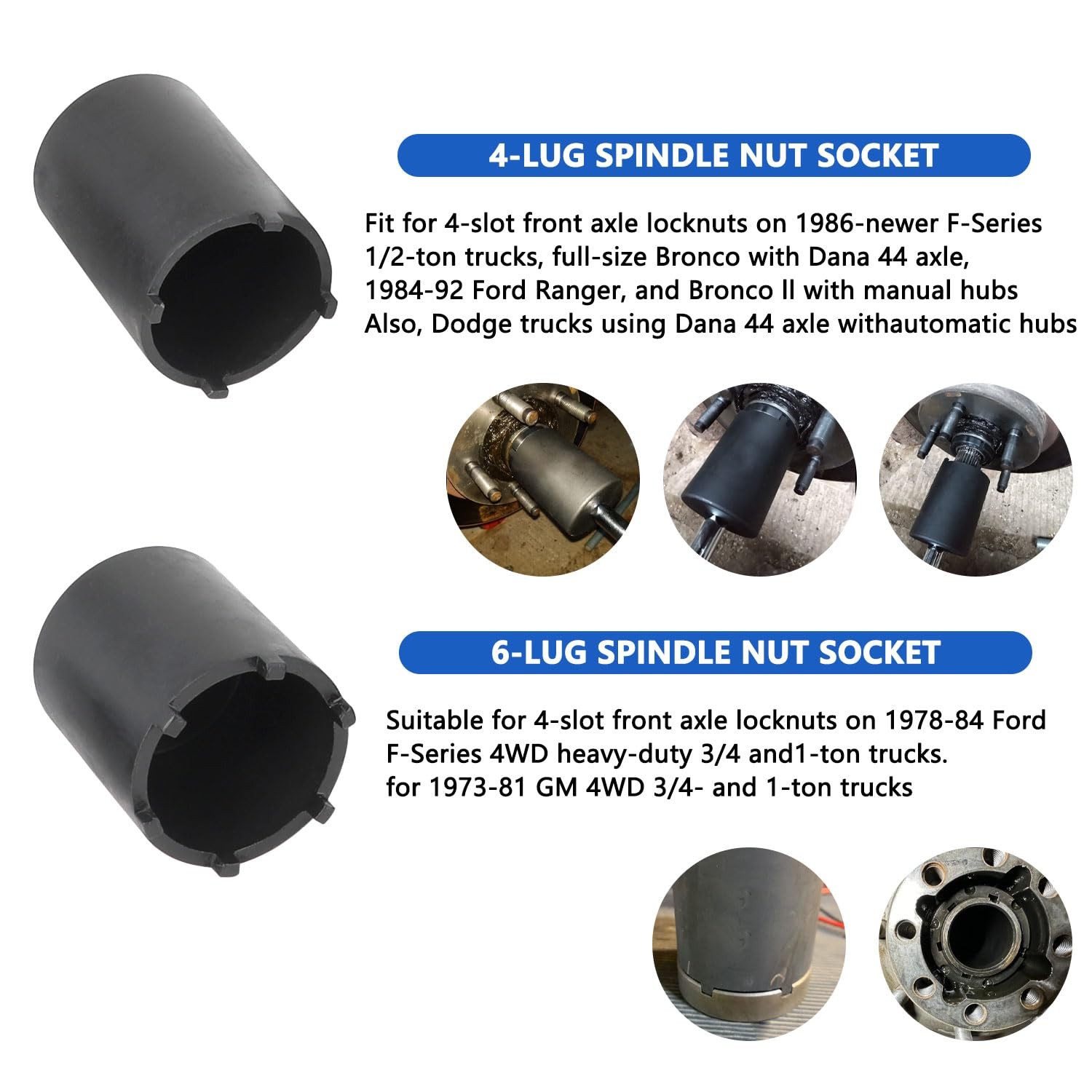 DPTOOL Spindle Nut Socket Tool Kit 6 Pcs Axle Lock Nut Socket Set 1/2” Drive …