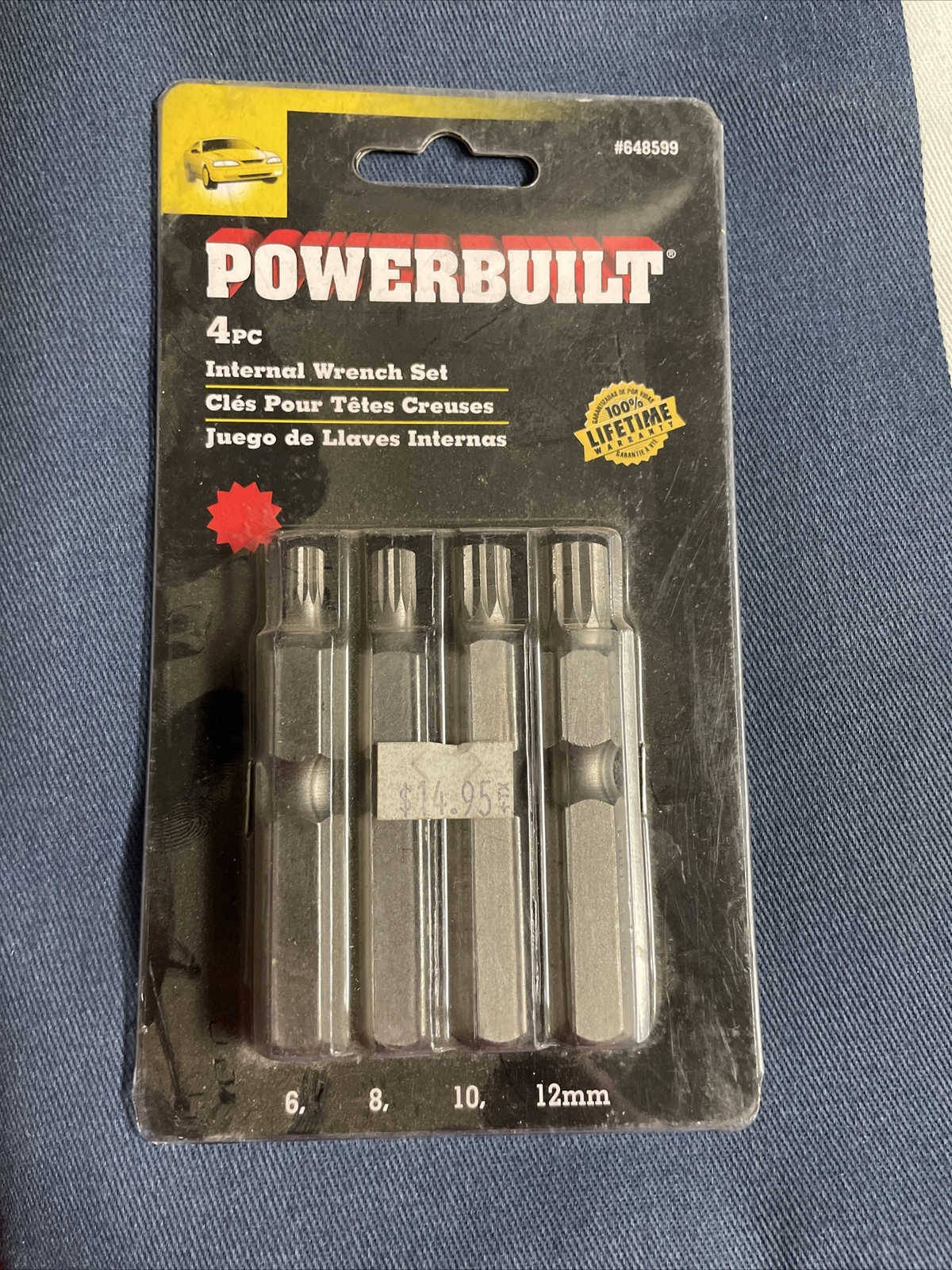 4 Piece, Powerbuilt 12 Point Internal Wrench Set.6, 8, 10, 12,MM