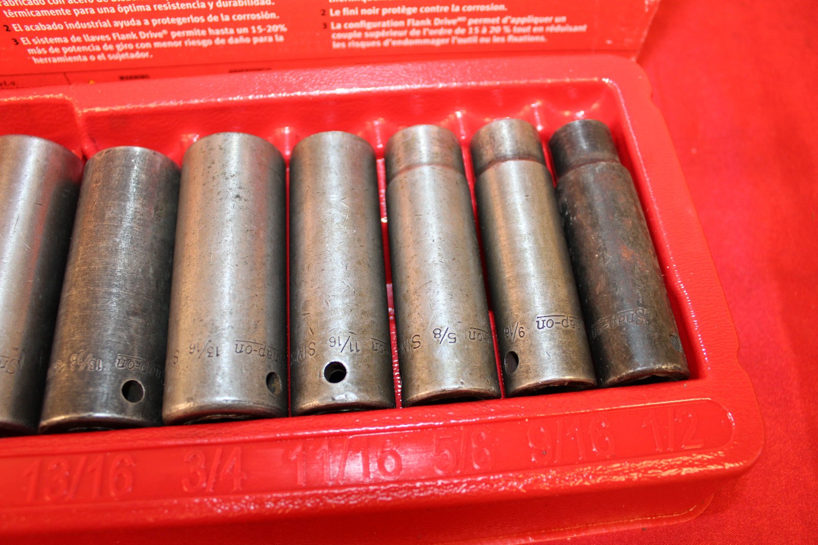 Snap-on 9 Pc 1/2″ Dr SAE Deep Impact Socket Set 1/2″ 6Pt 309SIMYA MISSING 3/4″