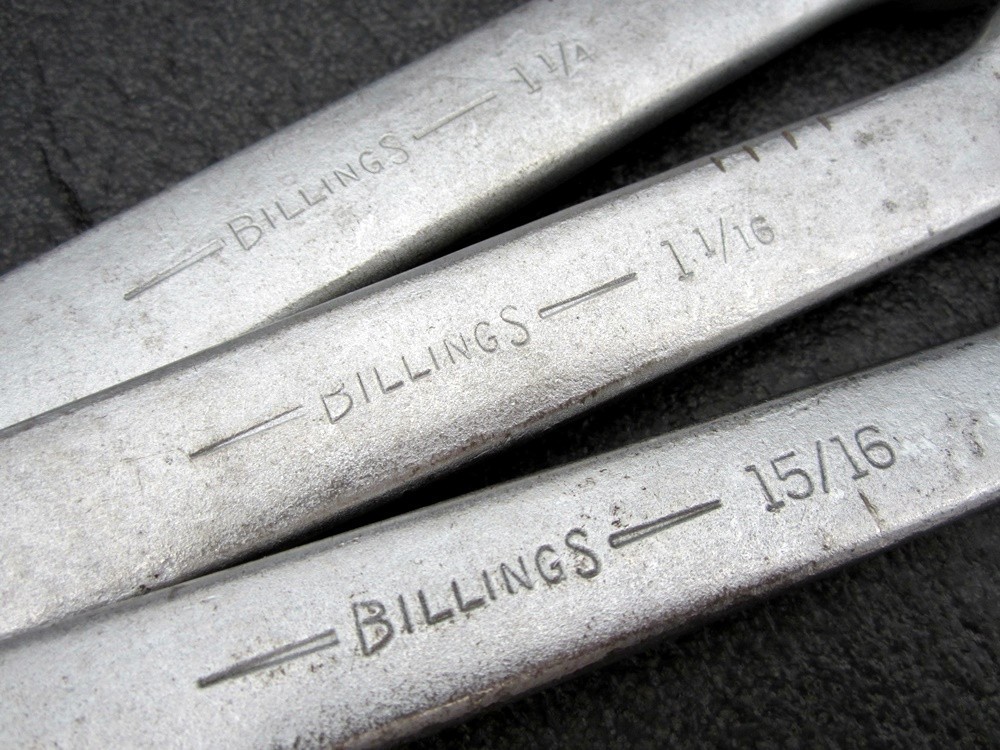 Vintage Billings 15/16″ 1-1/16″ 1-1/4″ Combination Wrenches 1168 1171 1173 USA