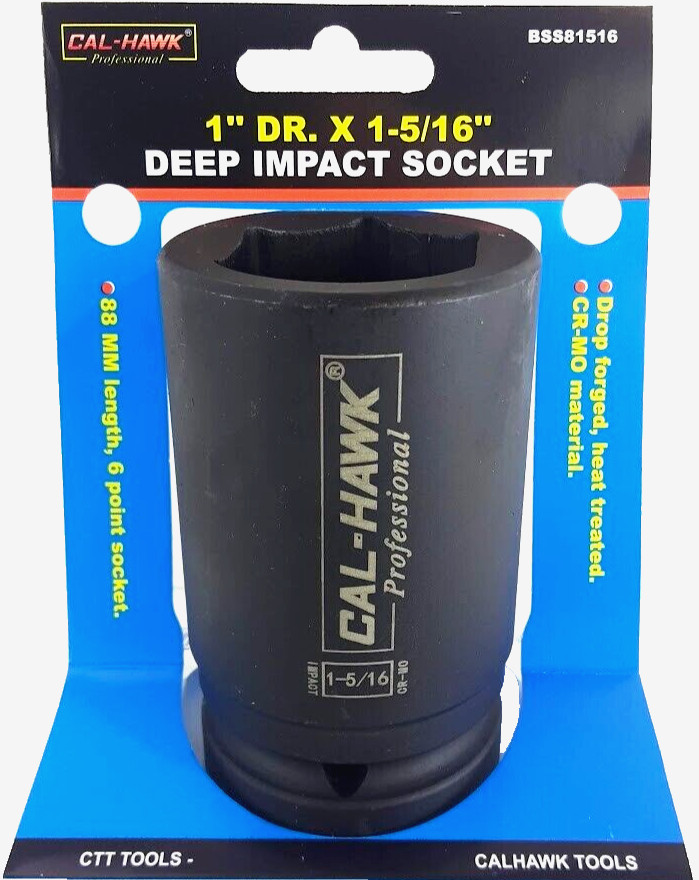 1″ DR. X 1-5/16″ DEEP IMPACT SOCKET 6-POINT SKT Chrome Molly CR-MO MATERIAL