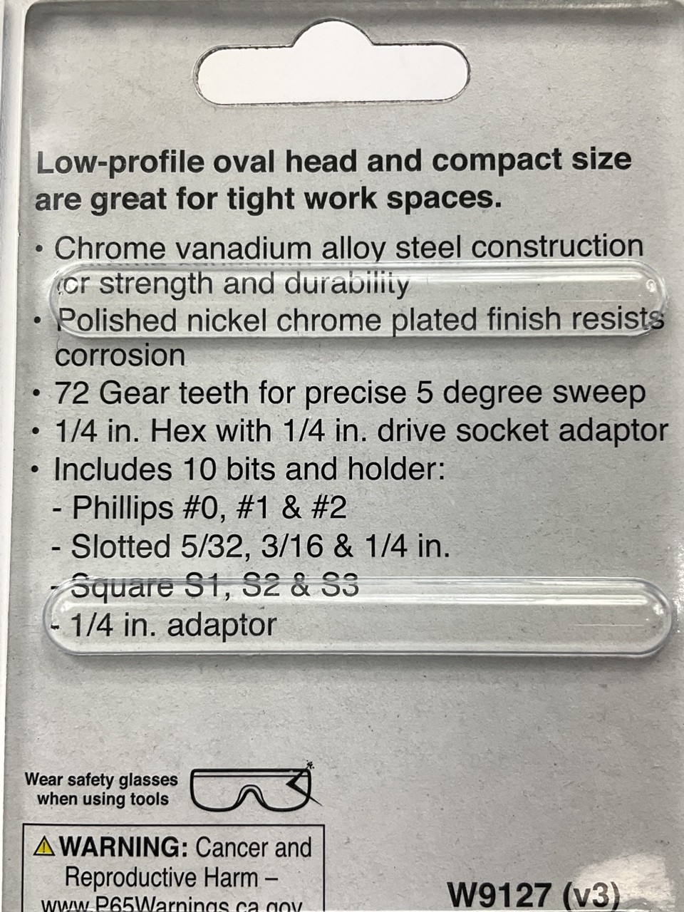 Performance Tool W9127 1/4″ Drive 72 Teeth Bit Driver & Bit Set