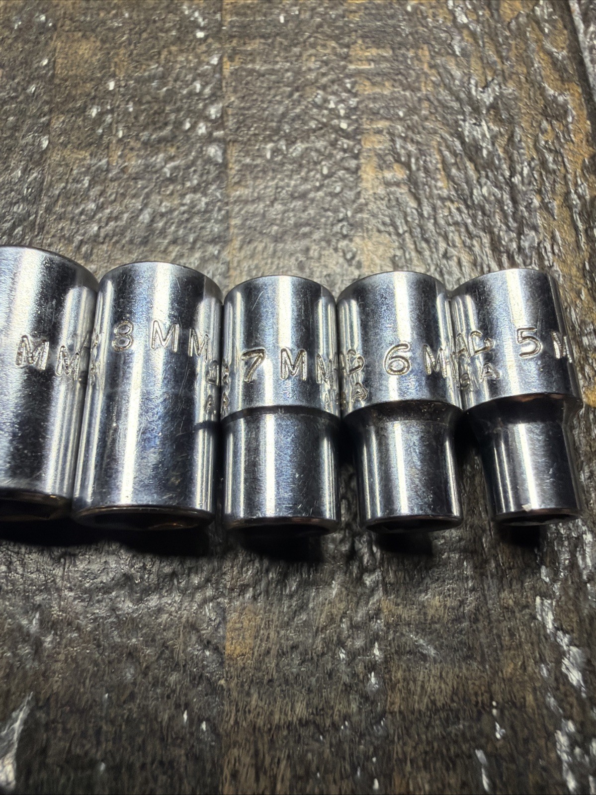 MAC Tools M6 Lot Of 9 1/4″ DR, 6PT Metric 5,6,7,8,9,11,12,13,14mm SHALLOW