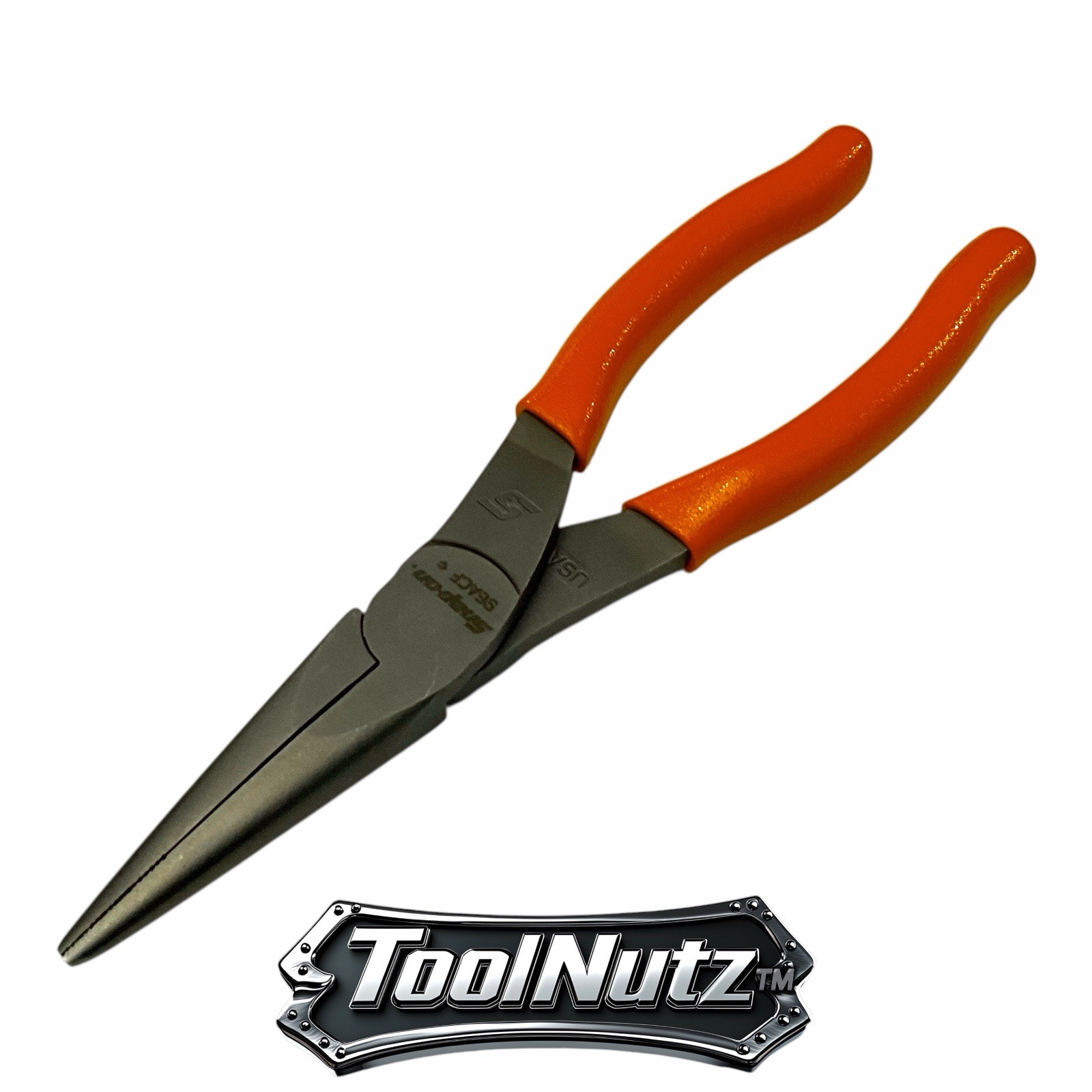 Snap-on Tools NEW 96ACFO 8in ORANGE Soft Grip Rounded Jaw Needle Nose Pliers USA