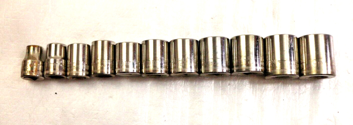 Craftsman 11-piece 6 Point Low 3/8″Drive Metric Sockets 9mm-19mm 43541-43549