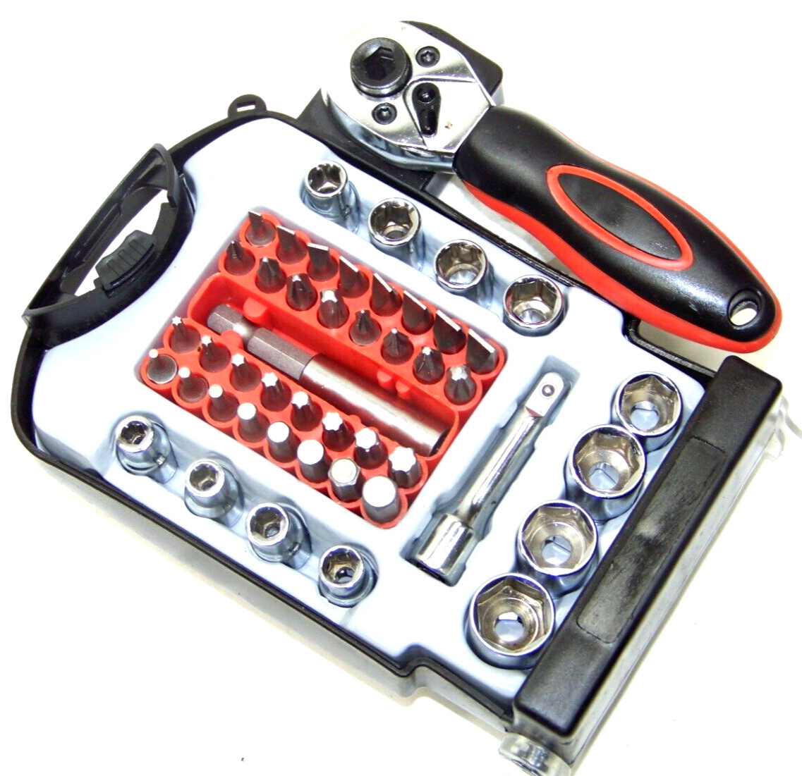 48 pc Socket And Security Bit Set Reversible Hex 1/4 Drive Ratchet Driver Wrench