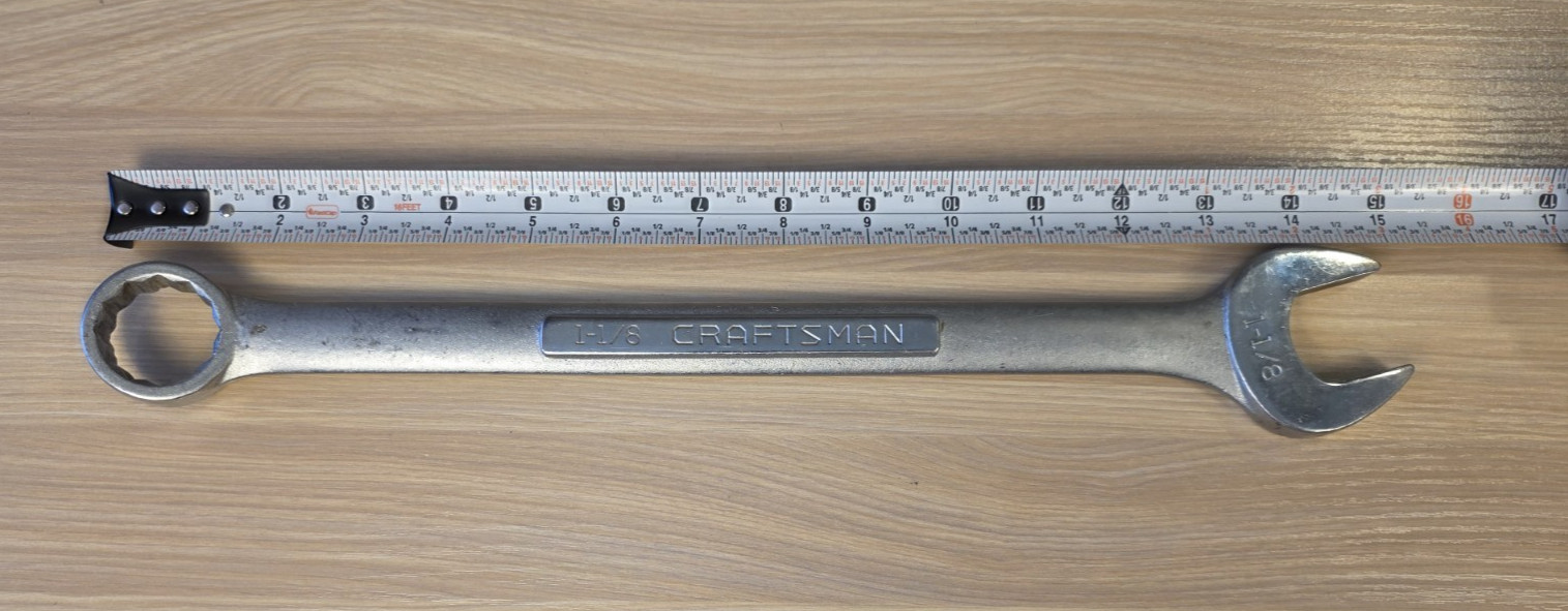 Craftsman V 44707 1-1/8 in SAE Combination Wrench 12 Pt Forged USA Vintage 15″